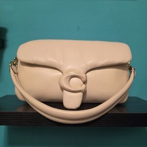 Cream Shoulder Bag with Sculpted C Accent